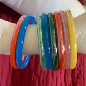 8 Glass Multi-Colored Bracelets